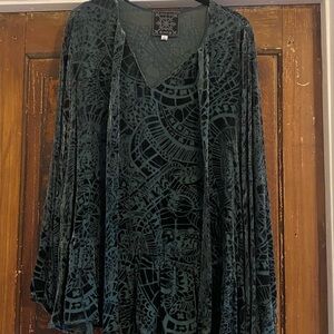 Burnout Velvet Kimono in Teal